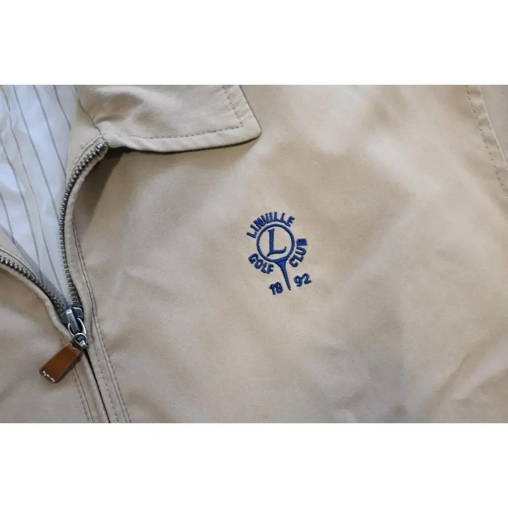Peter Millar Lined Light Weight Golf Jacket Beige Pull Over Mens Size Large‎
